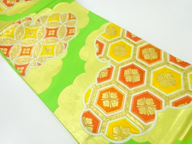 JAPANESE KIMONO / ANTIQUE FUKURO OBI / SILK / WOVEN CLOUD & CLASSICAL PATTERN